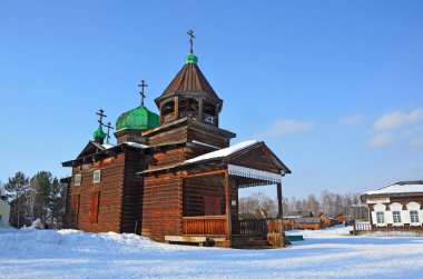 Eski Trinity (Troitskaya) kiliseden Köyü Taltsy, Irkutsk region, Rusya Federasyonu Dyadino Köyü