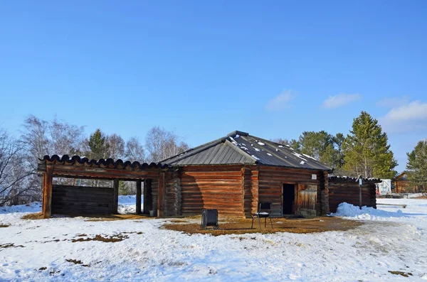 Taltsy Región Irkutsk Rusia Marzo 2017 Buryat Yurta Madera Museo —  Fotos de Stock