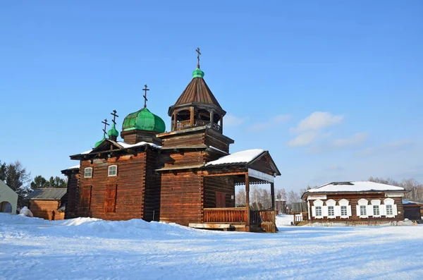 Gamla Troitskaya Trefaldighetskyrkan Från Den Byn Dyadino Byn Taltsy Irkutskregionen — Stockfoto