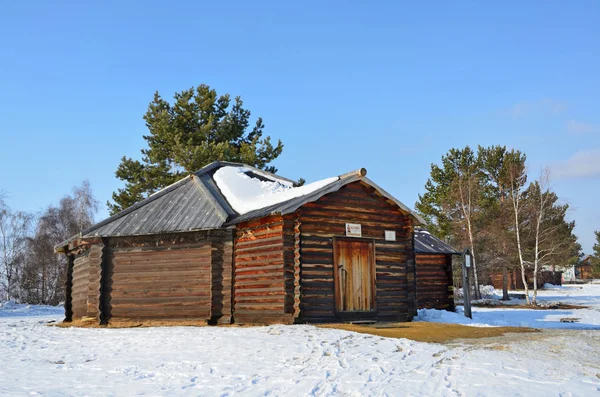 Taltsy Περιφέρεια Ιρκούτσκ Ρωσία Μαρτίου 2017 Buryat Ξύλινο Yurt Στο — Φωτογραφία Αρχείου