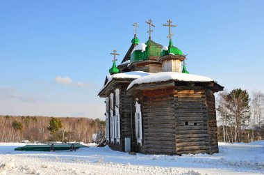 Eski Trinity (Troitskaya) kiliseden Köyü Taltsy, Irkutsk region, Rusya Federasyonu Dyadino Köyü