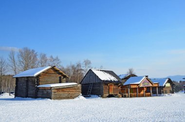Taltsy, Irkutsk bölgesi, Rusya, Mart, 02, 2017. Irkutsk mimari etnografik Müzesi 