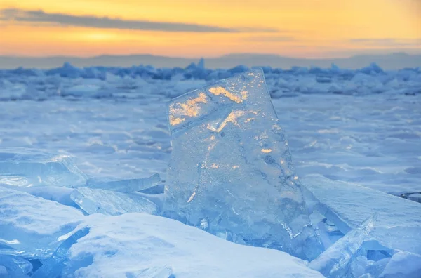 Russia Baikal Lake Ice Hummocks Sunrise — Stock Photo, Image