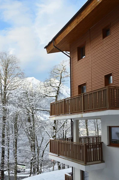 Rusia Estación Esquí Sochi Rosa Khutor Villa Olímpica Paisaje Invernal —  Fotos de Stock