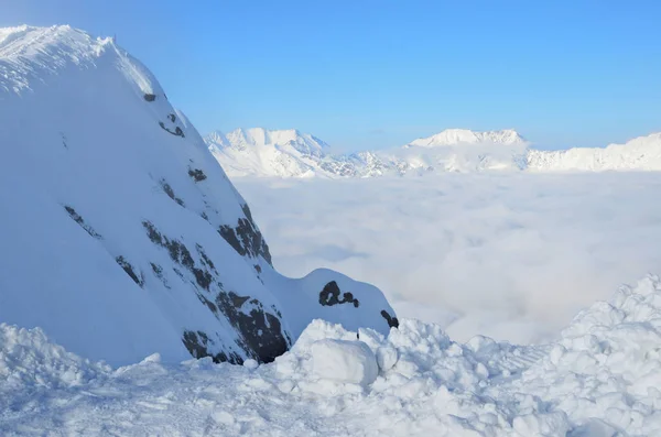 ロシア コーカサス山脈ローザ渓谷雲の密な層です ローザのピークから見る — ストック写真