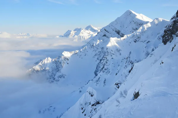 ロシア 山の風景 Aibga 尾根の景色 スキー リゾート ローザ クトール — ストック写真