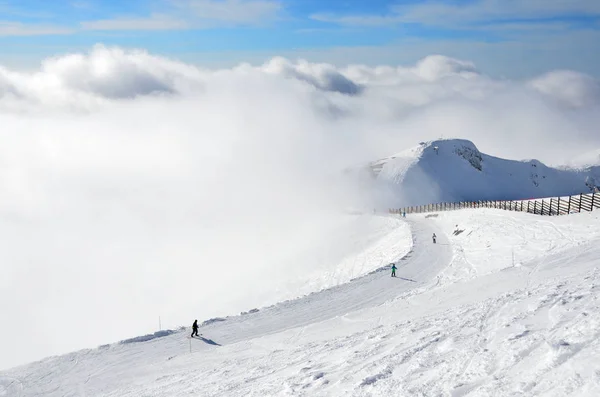 Rosa Khutor Sochi Rusland Januari 2018 Mensen Rails Triton Rosa — Stockfoto