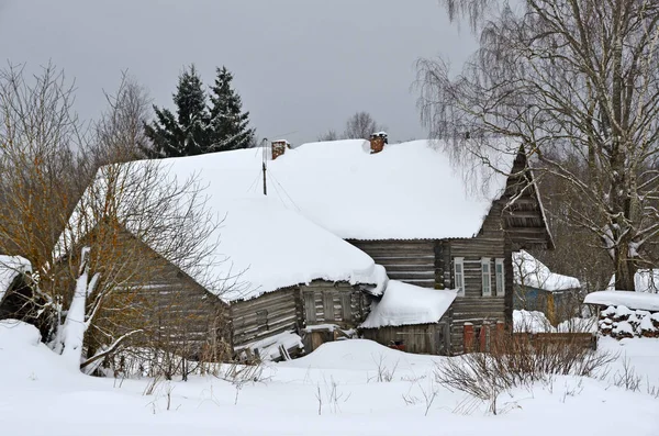 Regione Arkhangelsk Distretto Kargopol Villaggio Pogost Strada Con Vecchie Case — Foto Stock