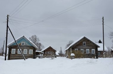 Rusya, Arkhangelsk bölgesi, Kargopol ilçe, köy nız kışın