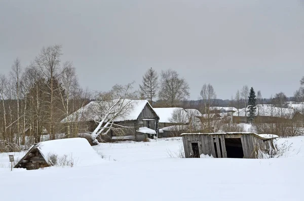 Arkhangelsk Regionu Dzielnicy Kargopol Wiosce Pohost Ulica Stare Drewniane Domy — Zdjęcie stockowe