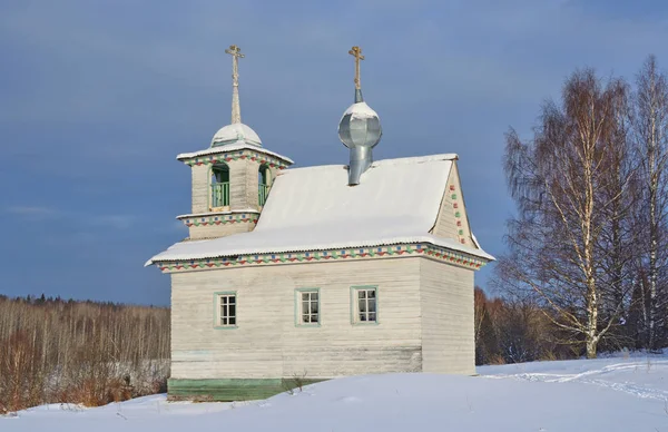 Varvarskaya Village Chapel Zosim Savvatiy Winter 19Th Century Russia Arkhangelsk — Stock Photo, Image