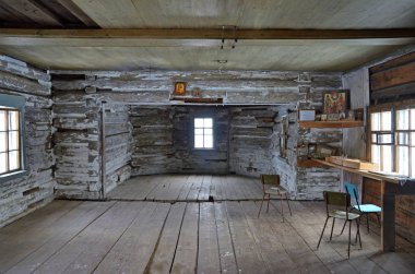 Pustynka, Arkhangelsk region, Rusya Federasyonu, 13 Şubat 2018. Duyuru (Blagoveshchenskaya), 1719 Pustynka Yapim yili ahşap kilise içinin