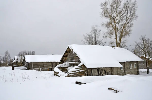 Arkhangelsk Regionu Dzielnicy Kargopol Wiosce Pohost Ulica Stare Drewniane Domy — Zdjęcie stockowe