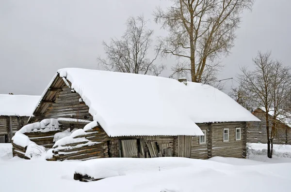 Arkhangelsk Regionu Dzielnicy Kargopol Wiosce Pohost Ulica Stare Drewniane Domy — Zdjęcie stockowe