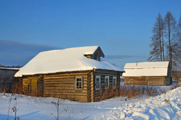 Ryssland Arkhangelsk Region Plesetsk District Voznesenskaya Village Gamla Trähus — Stockfoto