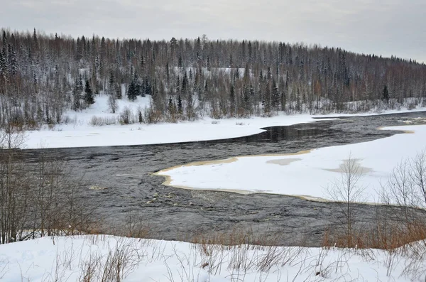 Rio Onega Inverno Perto Aldeia Pustynka Arkhangelsk Região Rússia — Fotografia de Stock