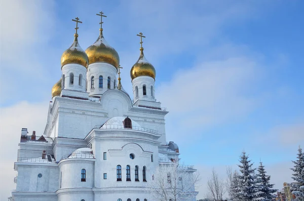 Las Cúpulas Oro Catedral Del Arcángel Miguel Arkhangelsk Rusia — Foto de Stock