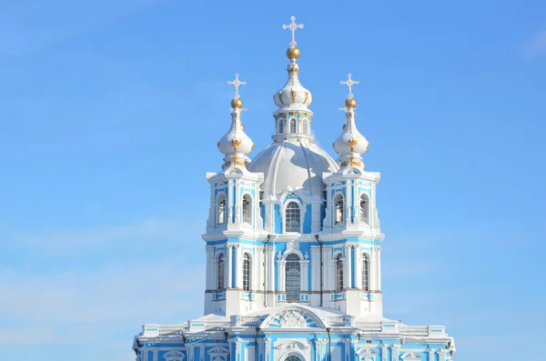 Ryssland Sankt Petersburg Smolny Domkyrkan Solig Dag Fragment — Stockfoto