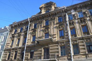 St Petersburg, Rusya, Şubat, 27, 2018. Rusya, Saint Petersburg, Malaya Konyushennaya street, house 10. Ev K. ı. Isina, 1875 Yapim yili. Parça