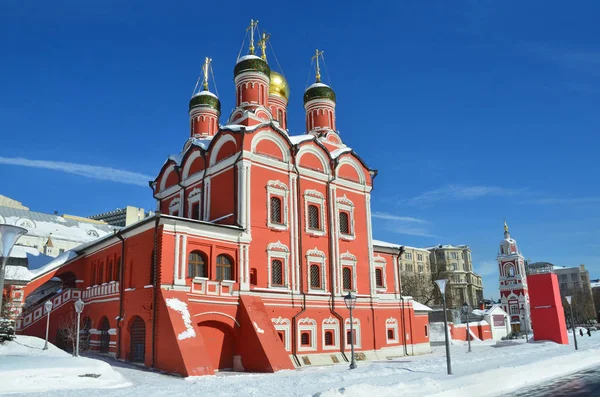 Moscou Catedral Znamensky Mosteiro Znamensky Rua Varvarka Inverno — Fotografia de Stock