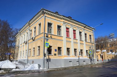 Moskova, Rusya, Mart, 06, 2018. Teleshov-Karzinkin Pokrovsky Bulvarı'nda Moskova'da kış evi