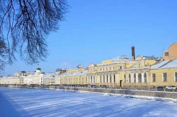 Saint Petersburg Nábřeží Řeky Fontanka Zimě Dům Slané Město Století — Stock fotografie