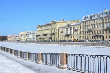 St Petersburg, Rusya, Şubat, 27, 2018. Saint Petersburg, kışın Fontanka Nehri'nin dolgu