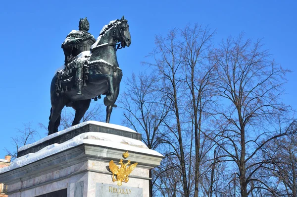 San Petersburgo Rusia Febrero 2018 Monumento Emperador Pedro Magno Frente —  Fotos de Stock