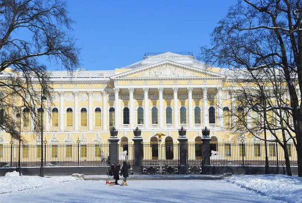 São Petersburgo Rússia Fevereiro 2018 Pessoas Andando Perto Museu Russo — Fotografia de Stock