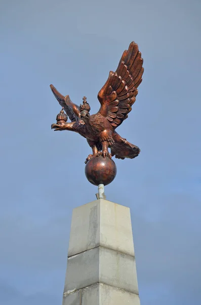 Khabarovsk Rusia Octubre 2017 Monumento Águila Doble Cabeza Jabárovsk 1891 — Foto de Stock