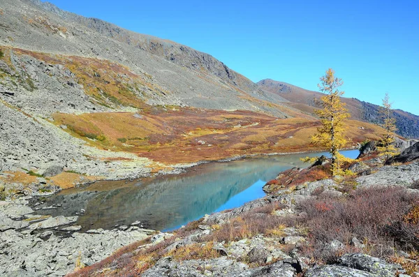 Rusia Pegunungan Altai Danau Akhan Akchan Pada Musim Gugur Cuaca — Stok Foto
