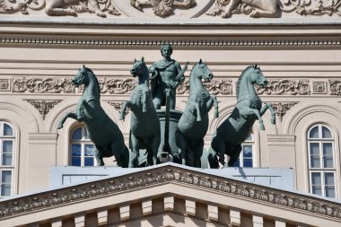 Moskova, Rusya, Mayıs, 08, 2018. Quadriga Apollo Moskova'da Bolşoy Tiyatrosu'nda