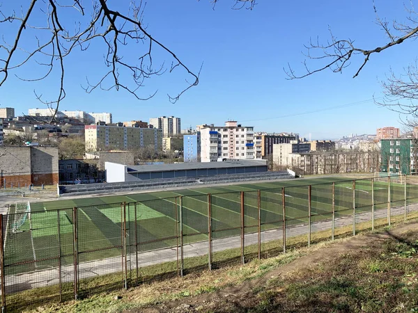 Wladiwostok Russland Oktober 2019 Stadion Der Sekundarschule Nummer Der Straße — Stockfoto