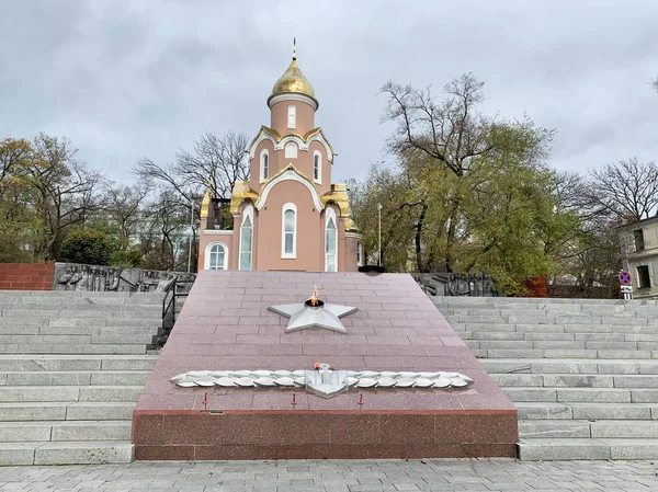 Владивосток Росія Жовтня 2019 Року Каплиця Святого Андрія Пам Ятник — стокове фото