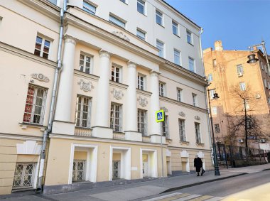 Moskova, Rusya, 22 Kasım 2019. 17. yüzyıl odalı 19. yüzyıl evi. 8 Starosadsky pereulok, Moskova