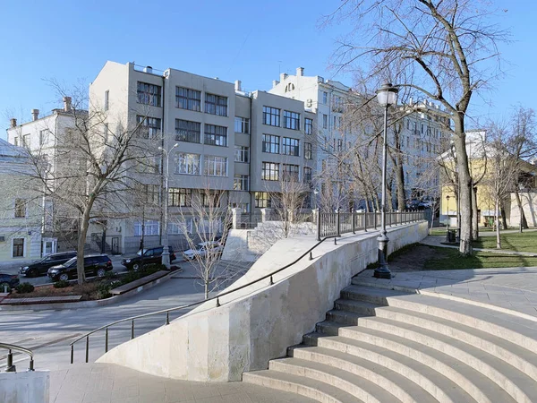Moscow Russia November 2019 Stairs Park Gorka Bolshoy Spasoglinishchevsky Lane — Stock Photo, Image