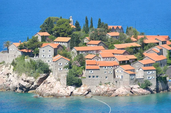 Den Vackra Sveti Stefan Sveti Stephan Adriatiska Havet Sommaren Montenegro — Stockfoto