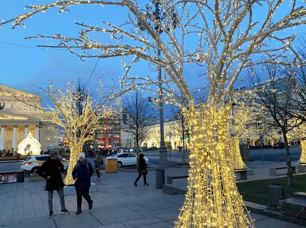 Moscow Russia December 2019 People Walking Theatre Square Festival Journey — Stock Photo, Image