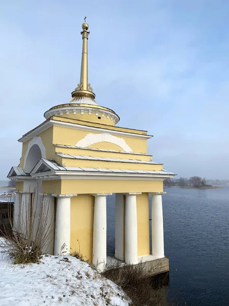 Nilo Stolobenskaja Nilov Hermitage Ortodoxa Kloster Vintern Biskopens Brygga Ryssland — Stockfoto