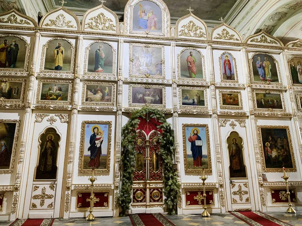 Kyshtym Rusia Enero 2020 Iconostasis Catedral Natividad Cristo Kyshtym Región —  Fotos de Stock