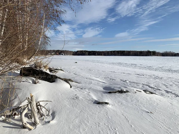 Russland Tscheljabinsk Region Naturdenkmal Uvildy See Januar Bei Sonnigem Tag — Stockfoto