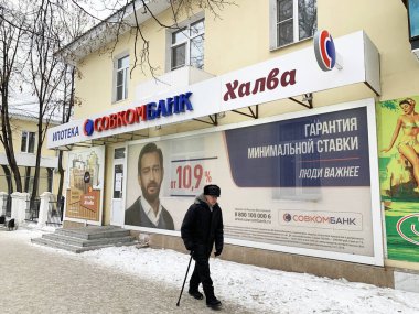 Kyshtym, Rusya, 15 Ocak 2020. Kış mevsiminde, Kyshtym kasabasında, Rusya, Chelyabinsk bölgesi