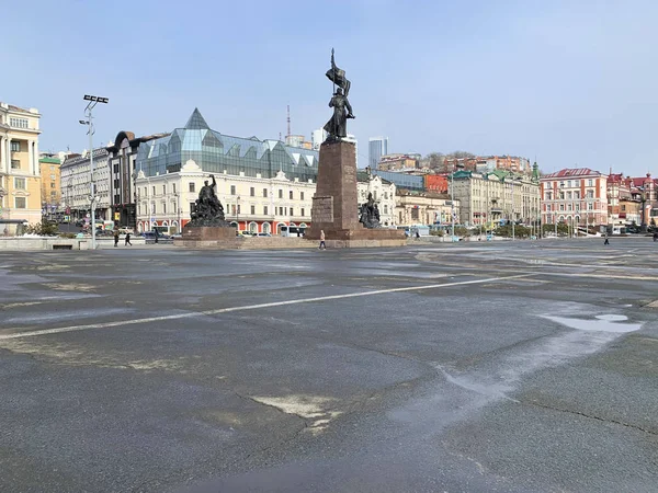 Wladiwostok Russland März 2020 Mangel Touristen Auf Dem Platz Der — Stockfoto