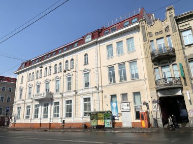 Vladivostok, Rusya, Şubat, 29,2020. Tarihi bina eski belediye binasıdır. 57 Svetlanskaya Caddesi, Vladivostok, Rusya