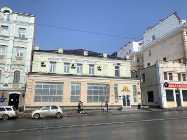 Vladivostok, Rusya, Şubat, 29,2020. 53 Svetlanskaya Caddesi, 2 numaralı bina, Vladivostok, Rusya. Kokin 'in 20. yüzyılın başlarında yapılmış şekerlemeleri.