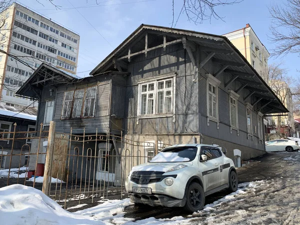 Wladiwostok Russland Februar 2020 Holzhaus Vom Anfang Des Jahrhunderts Uborewitsch — Stockfoto