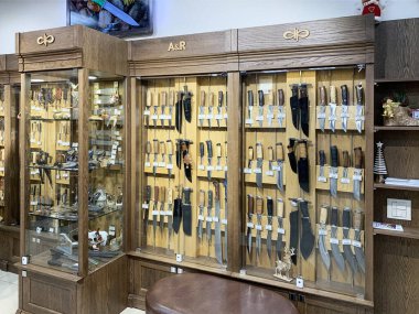 Zlatoust, Chelyabinsk bölgesi, Rusya, 19 Ocak 2020. AiR 'ın üretim ve sanat atölyelerinin silah ürünleri. Zlatoust şehri, Chelyabinsk bölgesi.