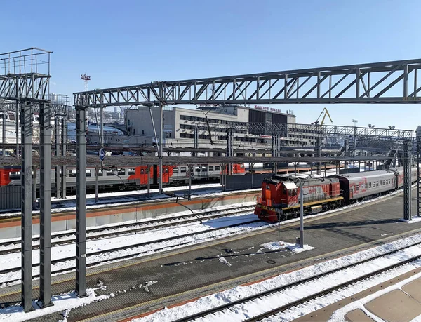 Vladivostok Rusia Marzo 2020 Trenes Las Vías Del Tren Estación — Foto de Stock