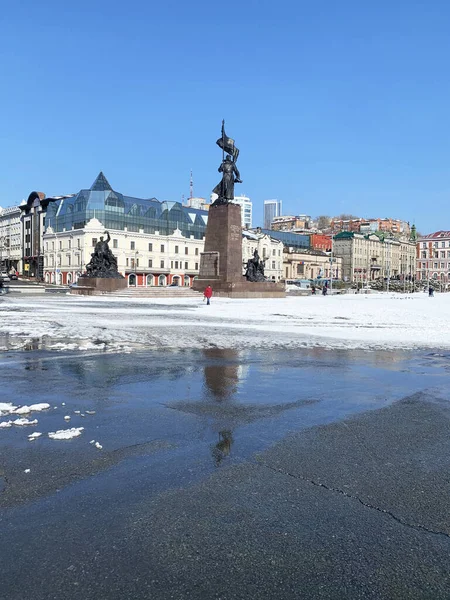 Wladiwostok Russland März 2020 Mangel Touristen Auf Dem Platz Der — Stockfoto