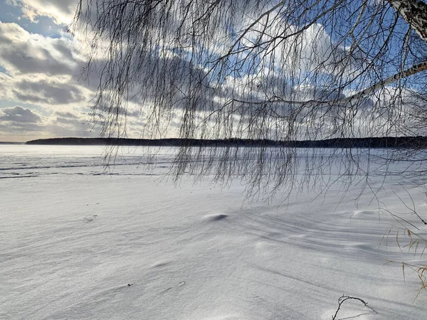 Ryssland Tjeljabinsk Regionen Natur Monument Sjö Uvildy Januari Kyligt Väder — Stockfoto